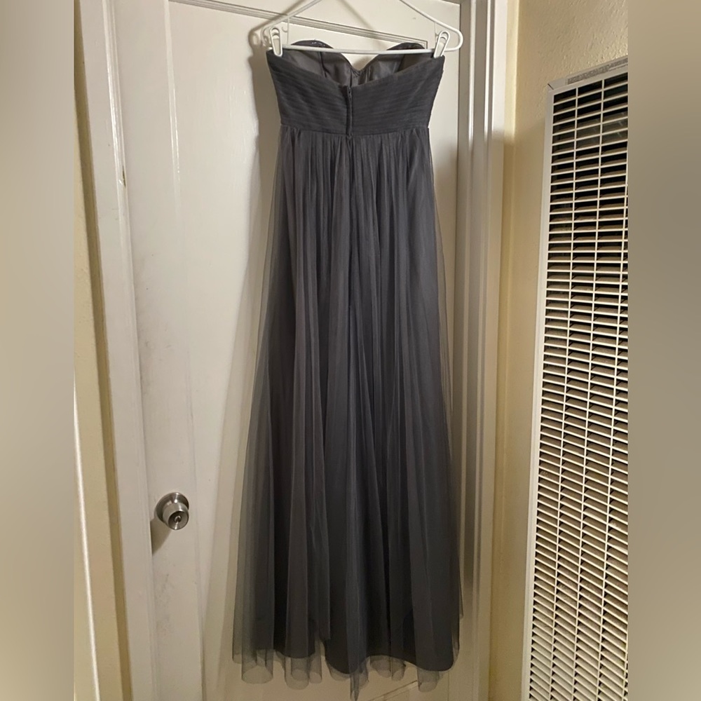 Jenny Yoo Empire Waist Flowy Grey Evening Gown Prom formal Dress retro - Picture 5 of 17